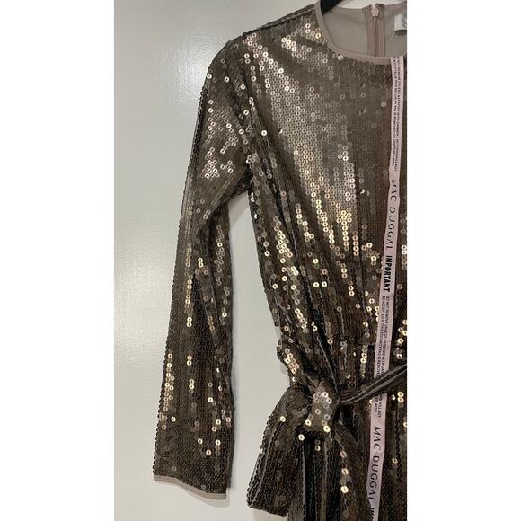 Mac Duggal Sequin Embellished Long Sleeve High Neck Mini Dress 10789 size 4 NWT - Picture 7 of 15